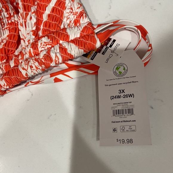 3x 24w-26w orange and white floral bikini ❤️🔥 NWT time and tru - Picture 11 of 16